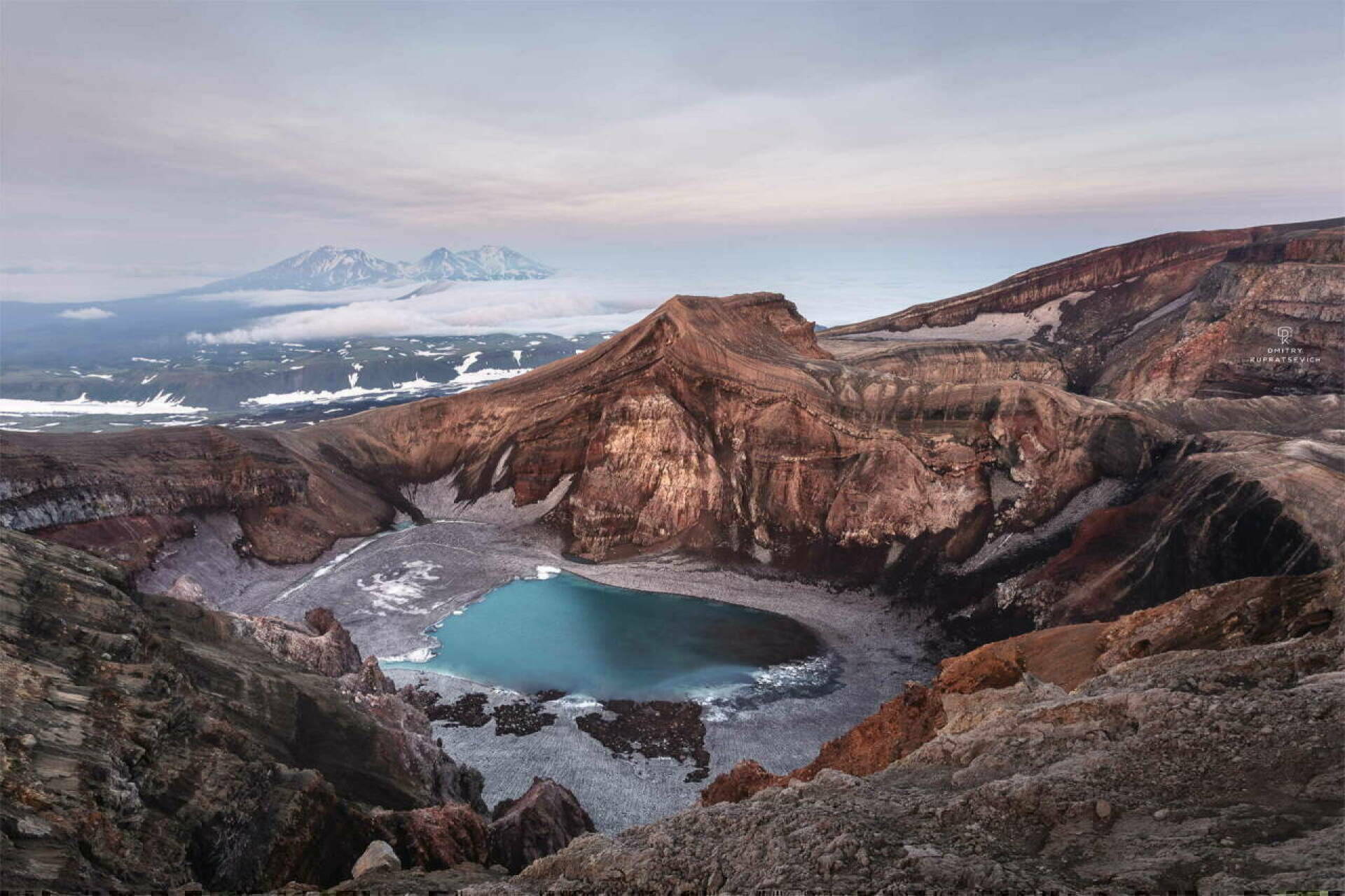 Crater lake of Gorely volcano